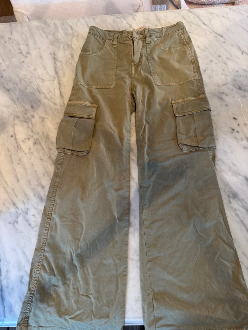 Cargo Wide-Leg Pants in Olive Green